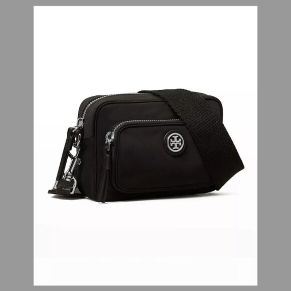 Tory Burch Mini Recycled Nylon Camera Crossbody Bag In Black - Picture 2 of 7